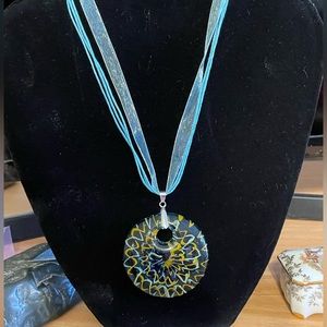 Glass and ribbon necklace
